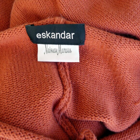 ESKANDAR cotton cardigan, one size, burnt orange, lagenlook, made in Scotland - Picture 8 of 10